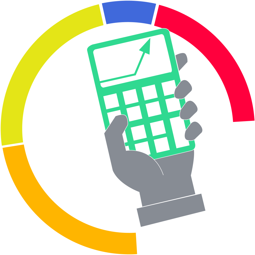 Illustration of a hand holding a calculator.